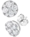 Macy's Diamond Cluster Stud Earrings (1 Ct. T.w.) In 14k White Gold In White Gold