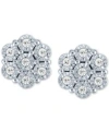 Macy's Diamond Cluster Stud Earrings (1/10 Ct. T.w.) In Sterling Silver In Silver