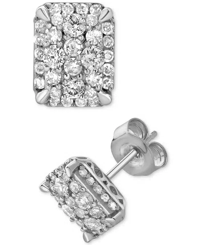Macy's Diamond Cluster Stud Earrings (1/2 Ct. T.w.) In 14k White Gold