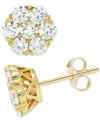 Macy's Diamond Cluster Stud Earrings (2 Ct. T.w.) In 14k Yellow Gold