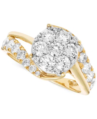 Macy's Diamond Cluster Swirl Ring (1-1/2 Ct. T.w.) In 14k Two-tone Gold