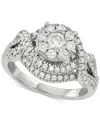 Macy's Diamond Cluster Swirl Ring (1-1/4 Ct. T.w.) In 14k White Gold In White Gold