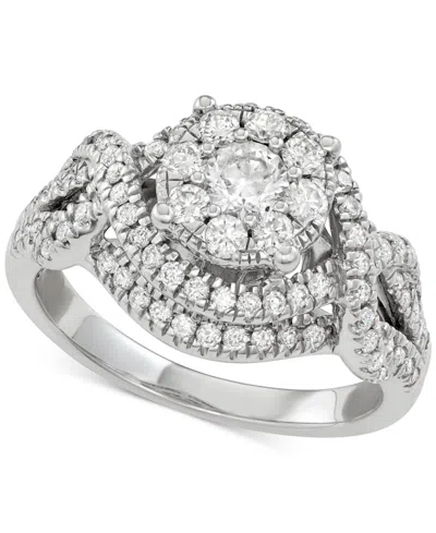 Macy's Diamond Cluster Swirl Ring (1-1/4 Ct. T.w.) In 14k White Gold