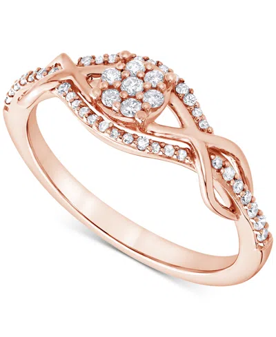 Macy's Diamond Cluster Twist Openwork Ring (1/4 Ct. T.w.) In 10k Rose Gold