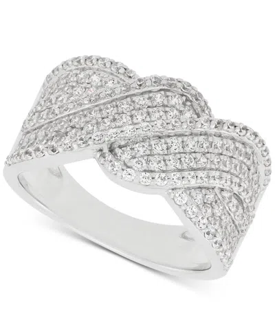 Macy's Diamond Cluster Wide Band (1 Ct. T.w.) In Sterling Silver