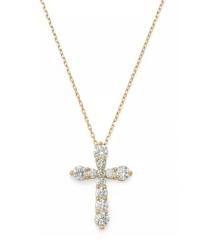 Macy's Diamond Cross 16"-18" Pendant Necklace (1/2 Ct. T.w.) In 14k White Gold Or 14k Gold In Yellow Gold