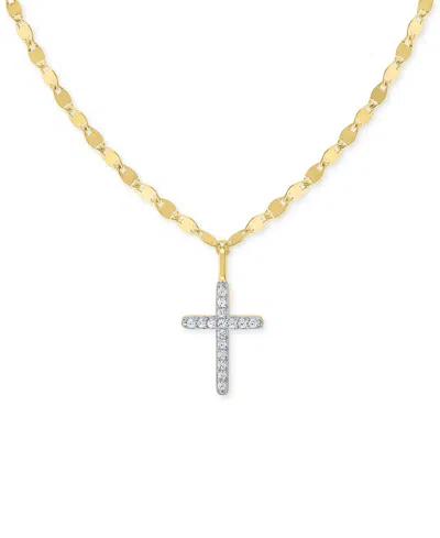 Macy's Diamond Cross 18" Pendant Necklace (1/10 Ct. T.w.) In 14k Gold-plated Sterling Silver