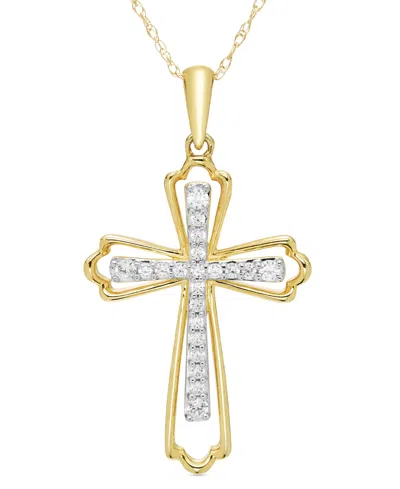 Macy's Diamond Cross In Cross 18" Pendant Necklace (1/5 Ct. T.w.) In 10k Gold In Yellow Gol