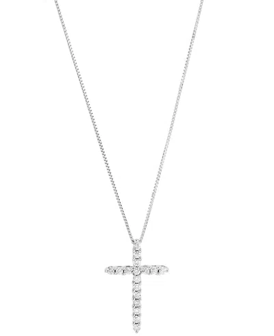 Macy's Diamond Cross Pendant 18" Necklace (1/4 Ct. T.w.) In 10k White Gold