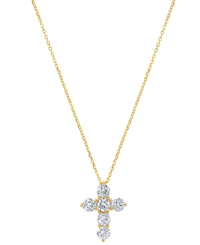 Macy's Diamond Cross Pendant Necklace (1 Ct. T.w.) In 14k White Gold In Purple