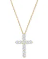 MACY'S DIAMOND CROSS PENDANT NECKLACE (1 CT. T.W.) IN 14K WHITE OR YELLOW GOLD, 16" + 2" EXTENDER