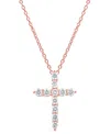 Macy's Diamond Cross Pendant Necklace (1 Ct. T.w.) In 14k White, Yellow Or Rose Gold In Rose Gold