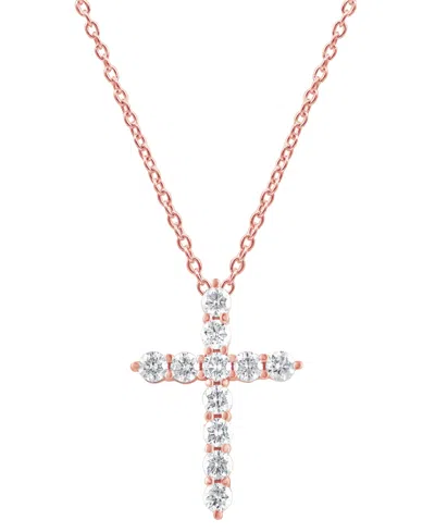 Macy's Diamond Cross Pendant Necklace (1 Ct. T.w.) In 14k White, Yellow Or Rose Gold