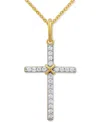 Macy's Diamond Cross Pendant Necklace (1/10 Ct. T.w.) In 14k Gold, 16" + 2" Extender In Yellow Gold