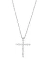 Macy's Diamond Cross Pendant Necklace (1/10 Ct. T.w.) In Sterling Silver, 16" + 2" Extender In Sterling Silver