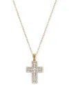 Macy's Diamond Cross Pendant Necklace (1/2 Ct. T.w.) In 14k Gold, 16" + 2" Extender In Yellow Gold