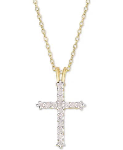Macy's Diamond Cross Pendant Necklace (1/2 Ct. T.w.) In Sterling Silver Or 14k Gold-plate Over Sterling Sil