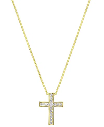 Macy's Diamond Cross Pendant Necklace (1/4 Ct. T.w.) In 14k Yellow Gold