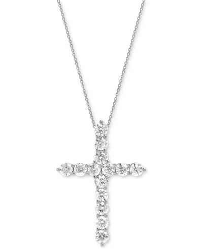 Macy's Diamond Cross Pendant Necklace (2 Ct. T.w.) In 14k White Gold, 16" + 2" Chain Extender