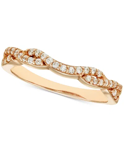Macy's Diamond Crossover Contour Band (1/5 Ct. T.w.) In 14k Rose Gold