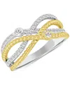 Macy's Diamond Crossover Openwork Statement Ring (1/3 Ct. T.w.) In 10k Two-tone Gold In Two-tone Gold