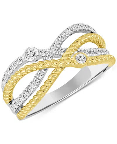 Macy's Diamond Crossover Openwork Statement Ring (1/3 Ct. T.w.) In 10k Two-tone Gold