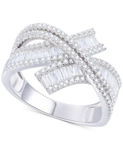Macy's Diamond Crossover Ring (1 Ct. T.w.) In 14k White Gold