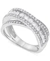 Macy's Diamond Channel-set Crossover Ring (1 Ct. T.w.) In 14k White Gold In White Gold