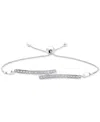 Macy's Diamond Curved Bypass Bolo Bracelet (1/6 Ct. T.w.) In Sterling Silver In Sterling Silver