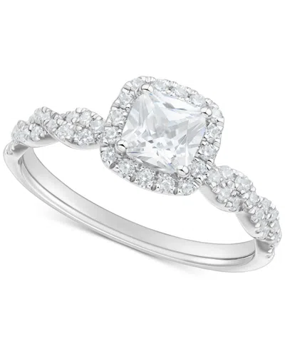 Macy's Diamond Cushion Halo Braided Shank Engagement Ring (1-1/3 Ct. T.w.) In 14k White Gold