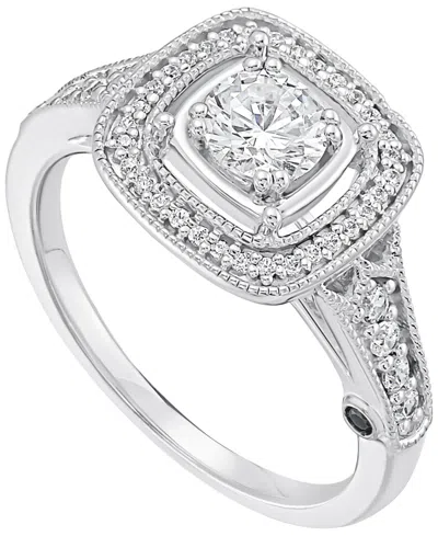 Macy's Diamond Cushion Top Engagement Ring (3/4 Ct. T.w.) In 14k White Gold In Silver