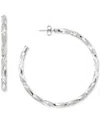 Macy's Diamond-cut C-hoop Earrings In 14k Gold Vermeil Over Sterling Silver 2-1/4" (also In Sterling Silver In Silver