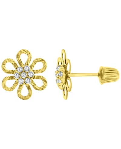 Macy's Diamond Cut Flower Stud Earrings In Gold