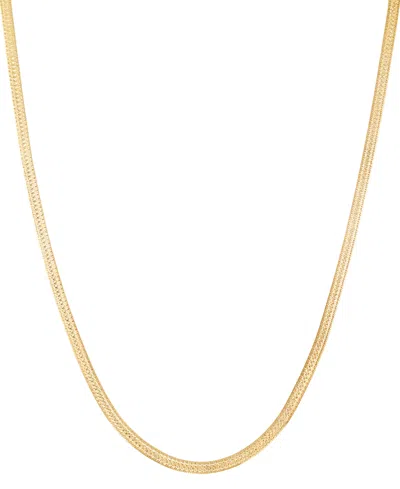 Macy's Diamond Cut Herringbone Extender Necklace In 18k Yellow Gold Over Sterling Silver