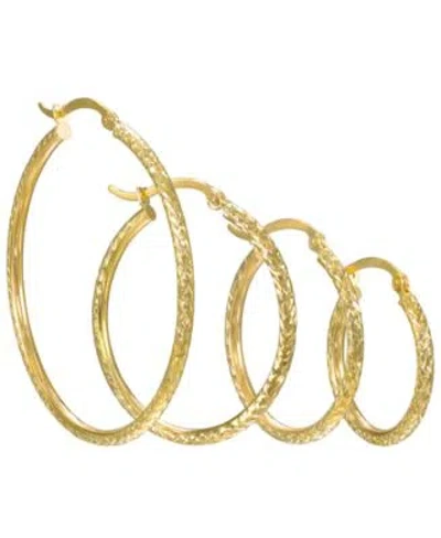 Macy's Macys Diamond Cut Hoop Earrings In 10k Yellow Gold