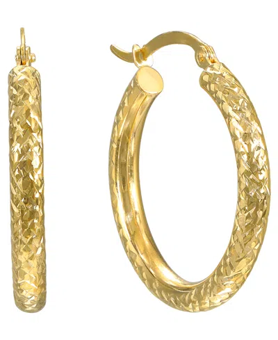 Macy's Diamond Cut Hoop Earrings In 10k Yellow Gold