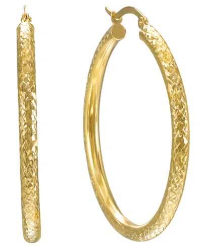 Macy's Diamond Cut Hoop Earrings In 10k Yellow Gold