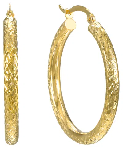Macy's Diamond Cut Hoop Earrings In 10k Yellow Gold