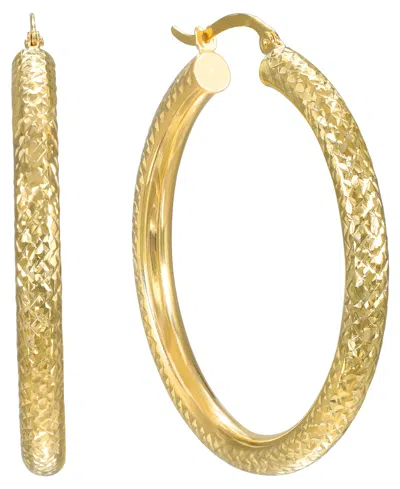 Macy's Diamond Cut Hoop Earrings In 10k Yellow Gold