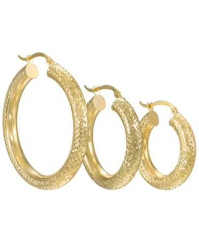 Macy's Macys Diamond Cut Hoop Earrings In 10k Yellow Gold