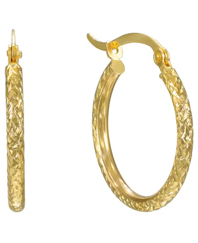 Macy's Diamond Cut Hoop Earrings In 10k Yellow Gold
