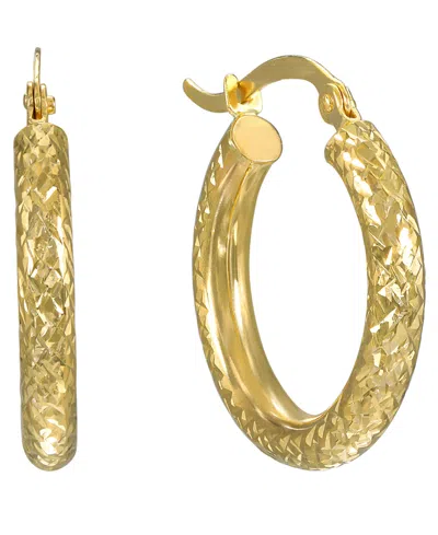 Macy's Diamond Cut Hoop Earrings In 10k Yellow Gold