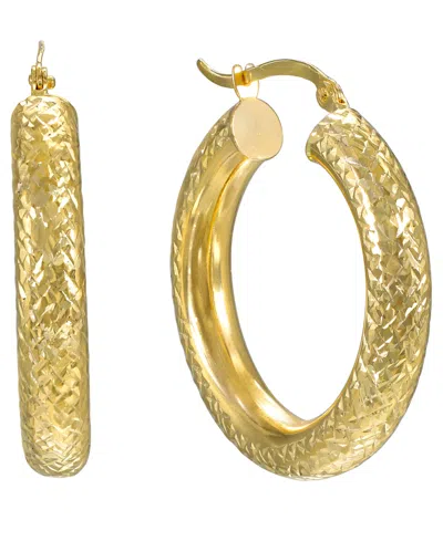 Macy's Diamond Cut Hoop Earrings In 10k Yellow Gold