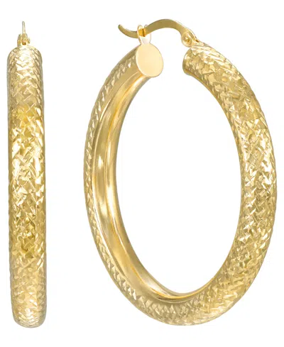 Macy's Diamond Cut Hoop Earrings In 10k Yellow Gold