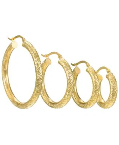 Macy's Macys Diamond Cut Hoop Earrings In 10k Yellow Gold