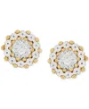 Macy's Textured Round Stud Earrings In 10k Two-tone Gold In Gold