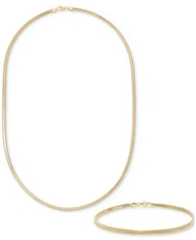 Macy's Diamond Cut Snake Chain Bracelet Necklace 3mm Collection In 10k Yellow Gold