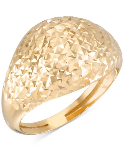 Macy's Diamond-cut Textured Ring In 10k Yellow Gold