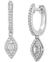 Macy's Diamond Dangle Earrings (1/4 Ct. T.w.) In 10k White Gold In Silver