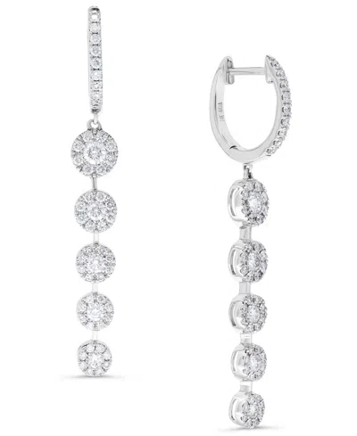 Macy's Diamond Dangling Cluster Earrings (1 Ct. T.w.) In 14k White Gold In Silver